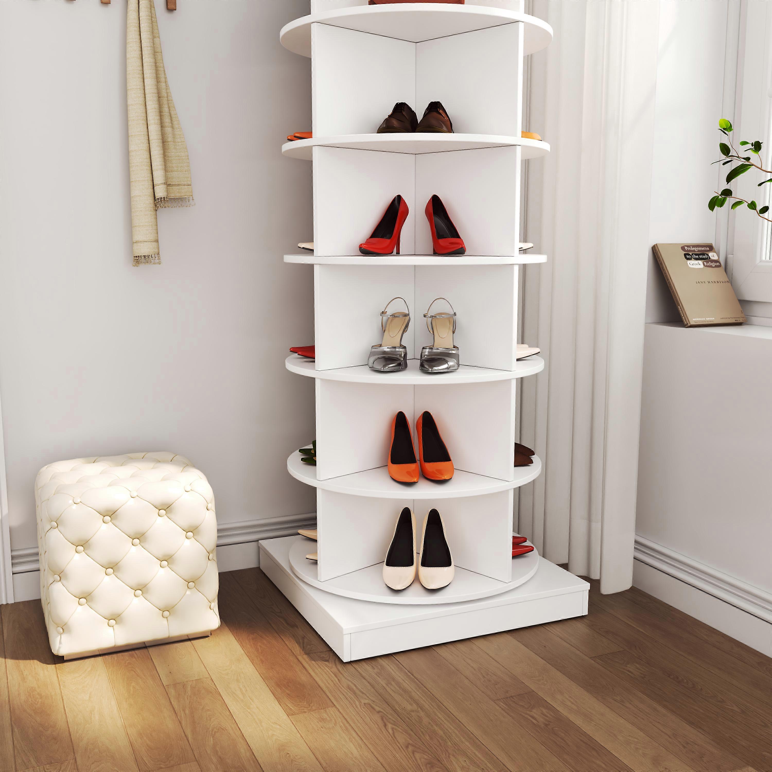 360 Degree Rotating Shoe Rack 7 Layers 28 Pairs Space Saving