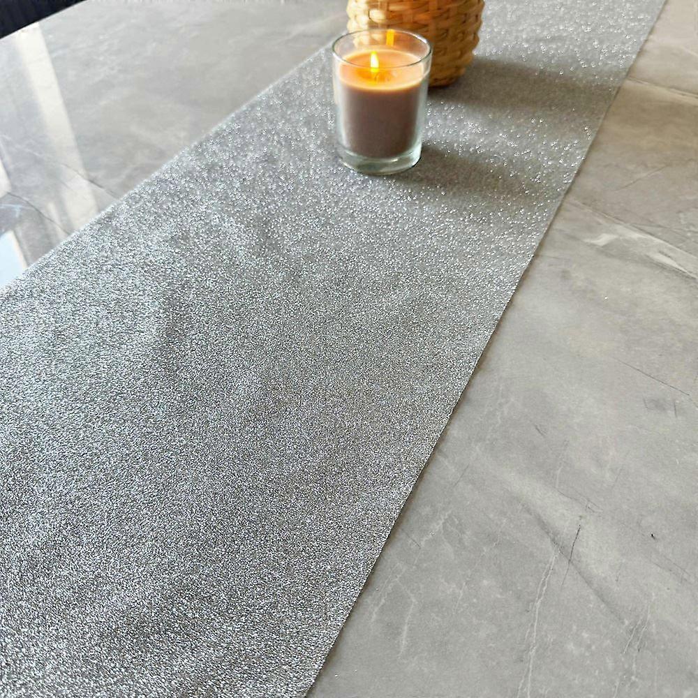 Elegant Silver Glitter Christmas Table Runner - 1.5m Decorative Accent