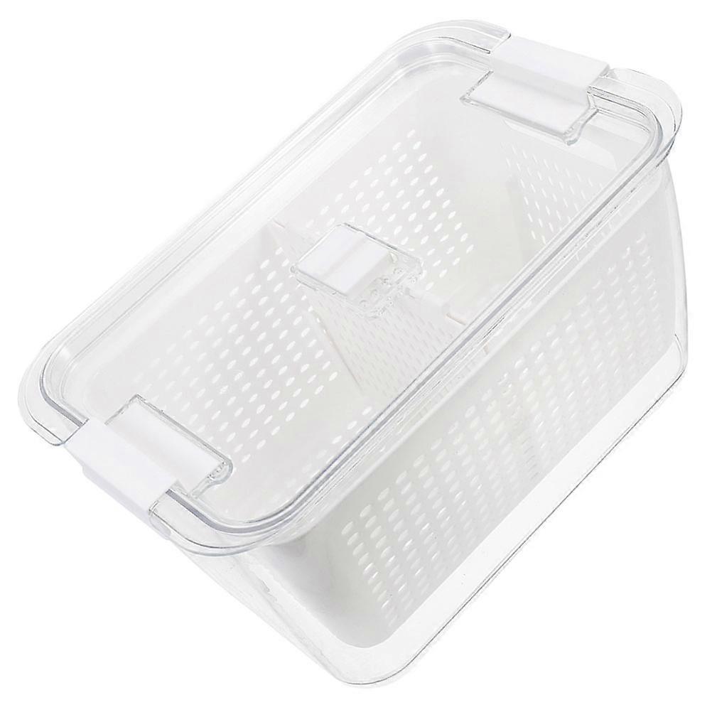 Fruit Container Salad Container Colander for Fridge Drainage Food Storage 29X18CM 4.5L Double Layer Japanese Style 1Set