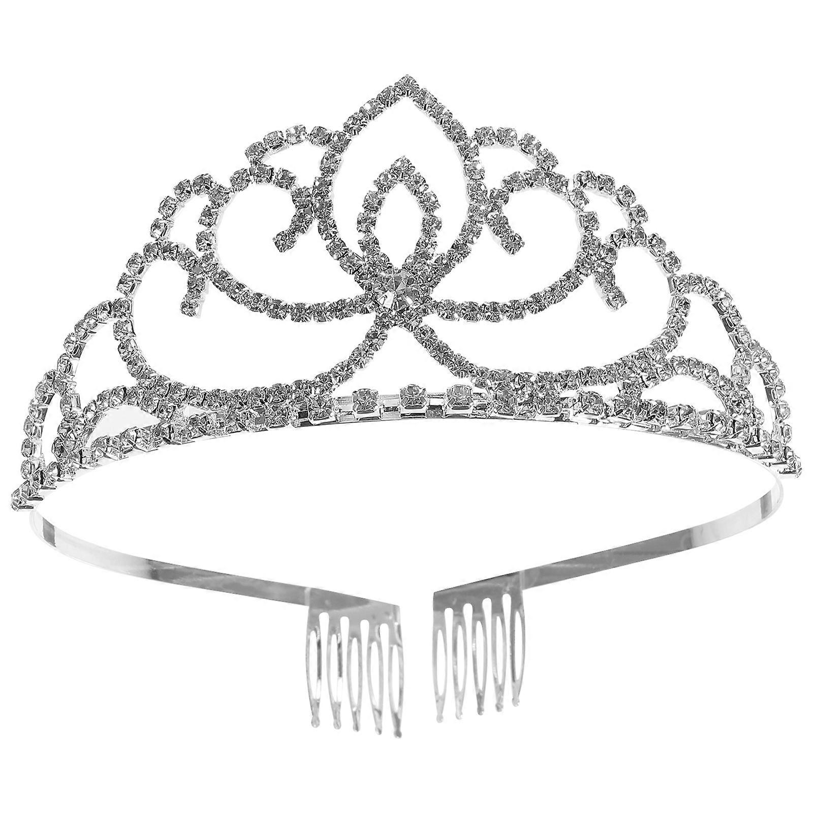 Red Crystal Rhinestone Tiara Crown for Engagement