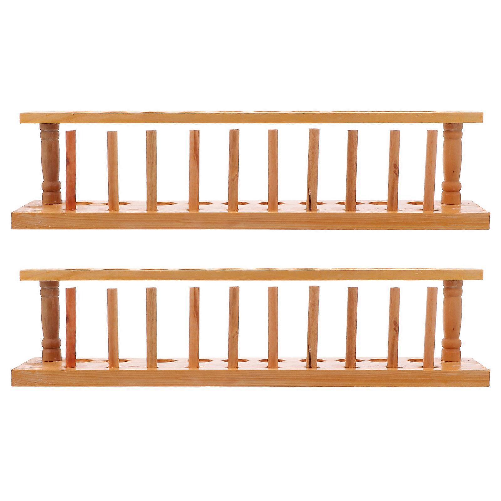 Wood Test Tube Stand for Teaching Use 2Pcs Practical 10-Slot Experiment Racks