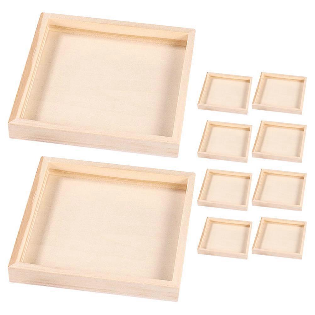 Wooden Trays For Home 20Pcs 3D Puzzle Toy Organizer Square Display Easy To Clean