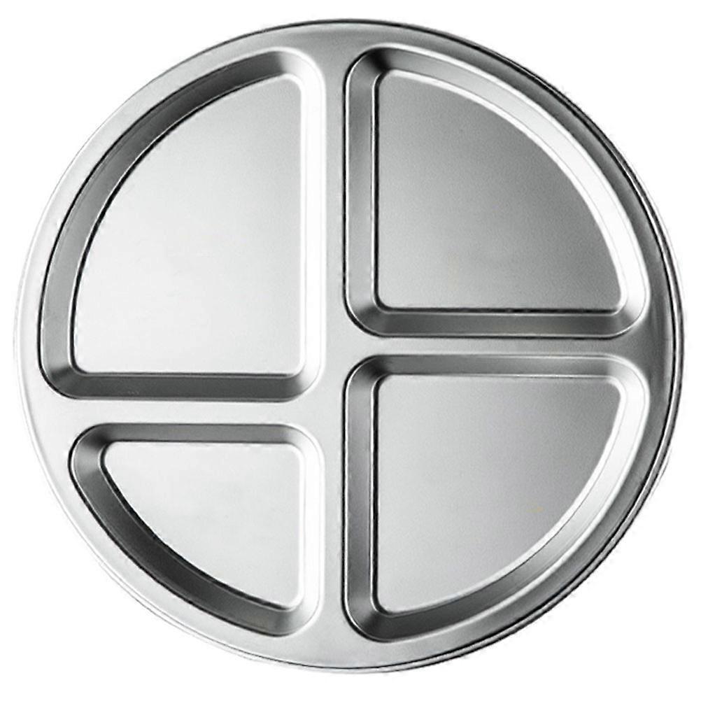 Silver Portion Control Plate Stainless Steel 4-Grid Cafeteria Tray 5Pcs Set