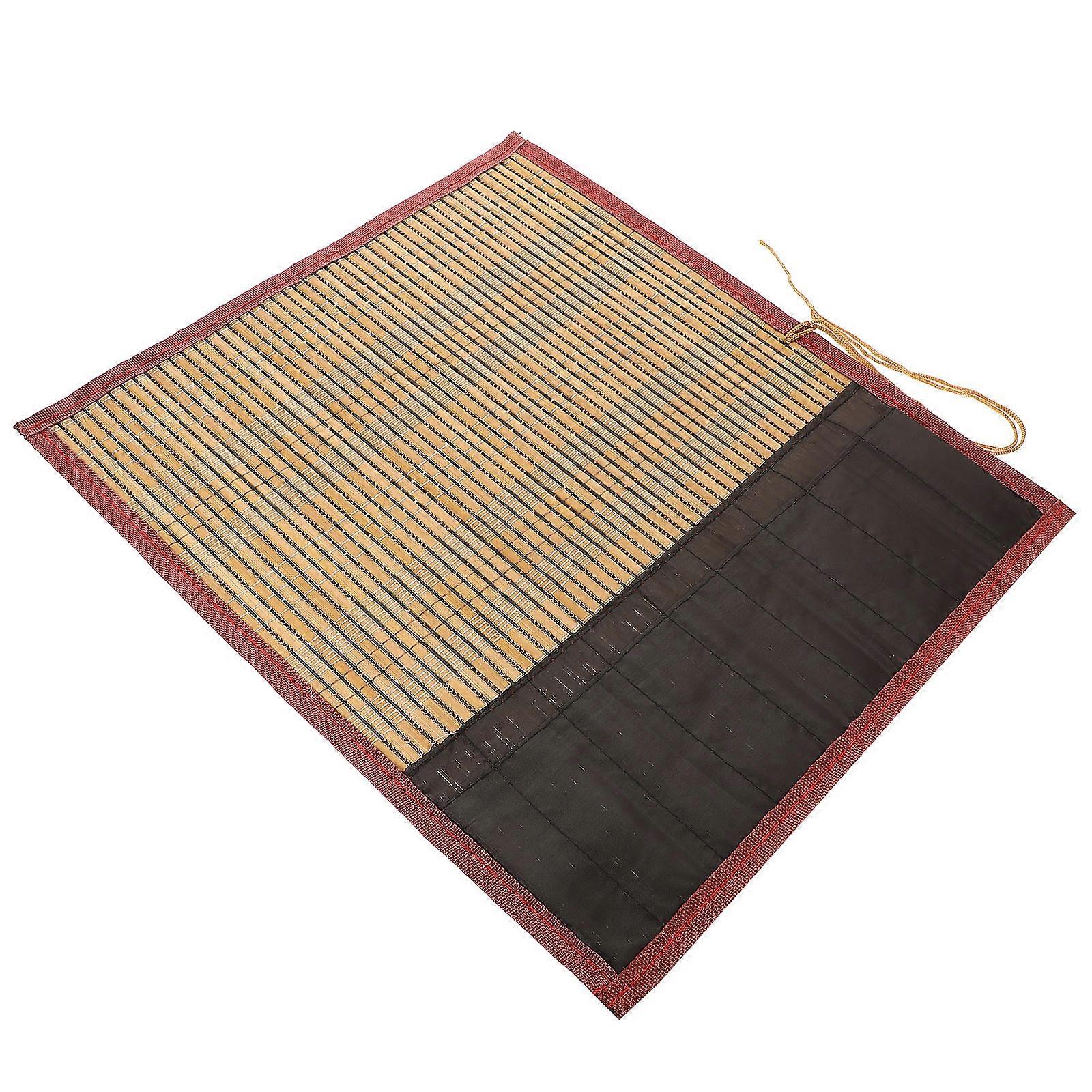Calligraphy Brush Pencil Roll Bag for Storage 4Pcs Brown Bamboo Set