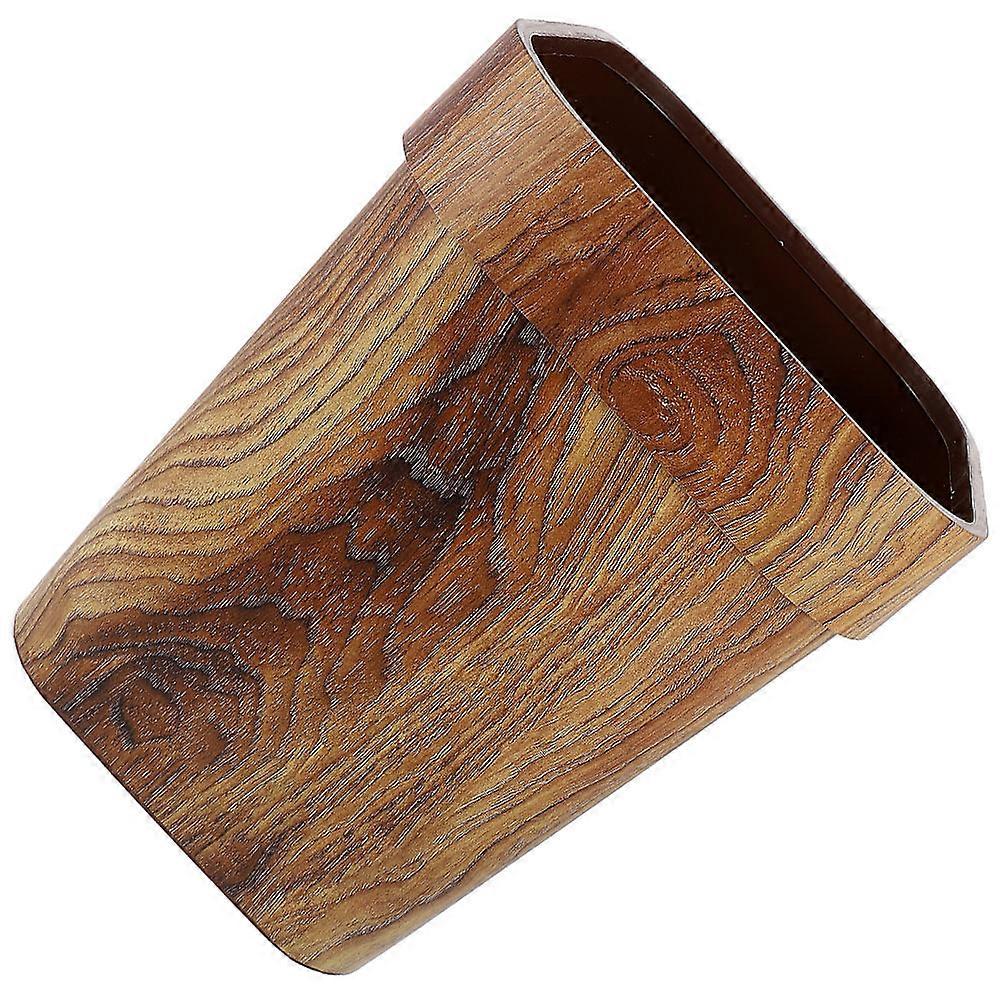 Imitation Wood Grain Waste Basket for Storage Use Plastic Household Garbage Can
