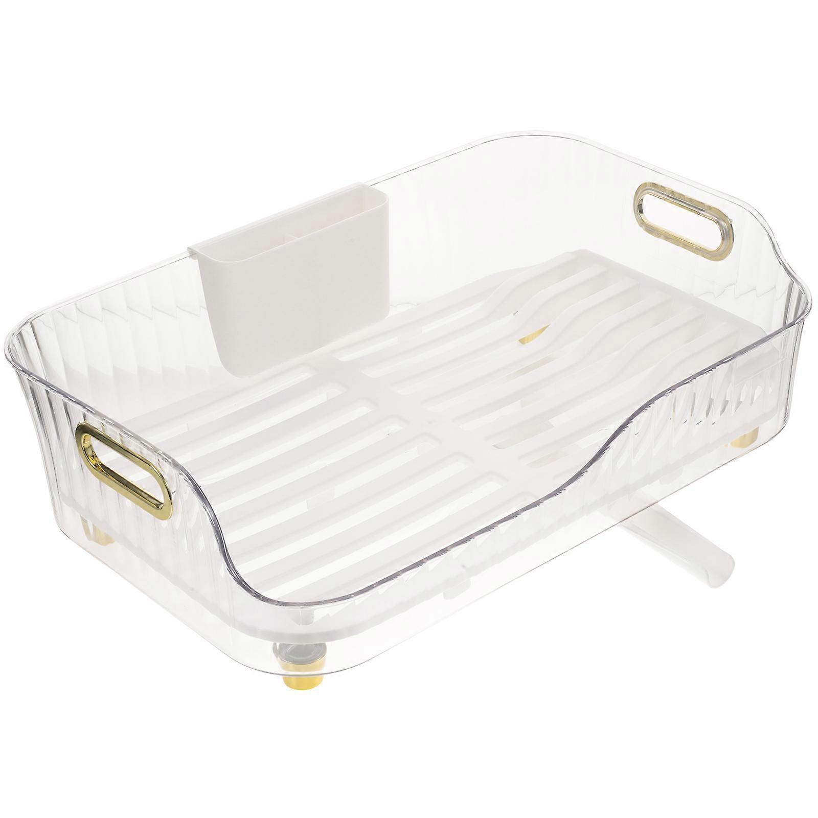 Kitchen Dish Drying Rack Organizer For Household Use In Transparent 1Set