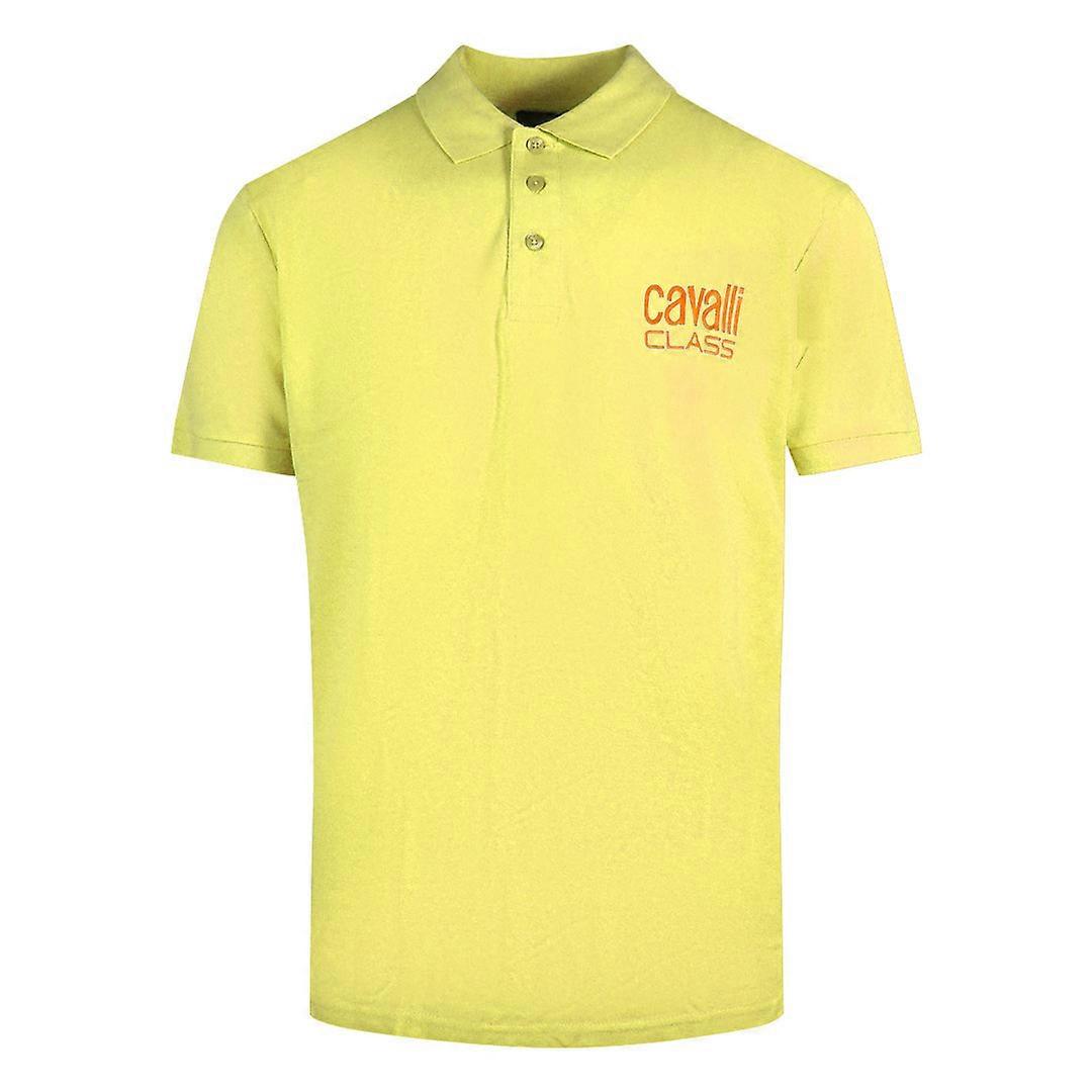 Cavalli Class Bold Logo Yellow Polo Shirt