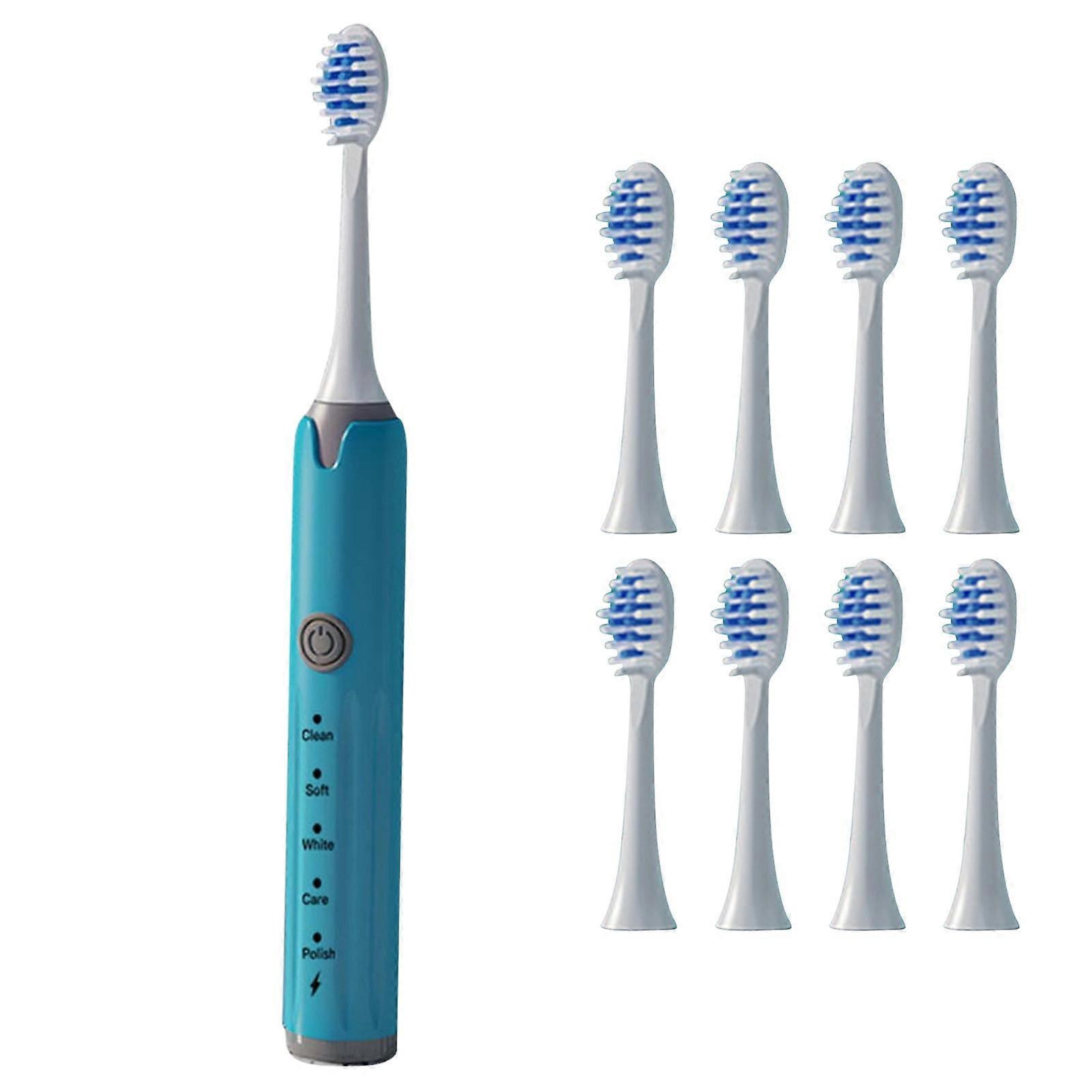 Hoarboeg 8PC Electric Toothbrush Set with Soft Bristles, Sound Wave Whitening & Deep Cleaning, Compatible with Hoarboeg Oral Care Heads – Blue