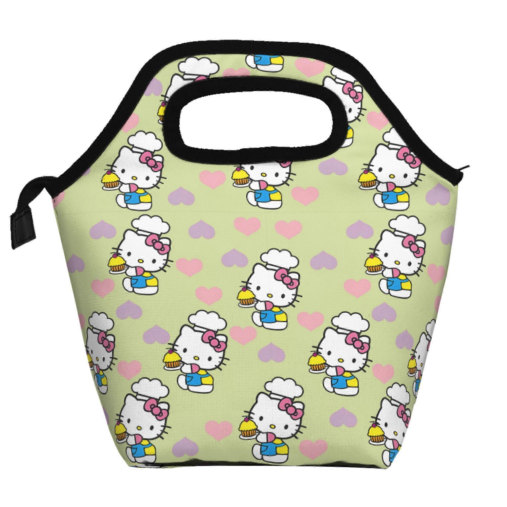 Hello Kitty Lunch Bag Soft Polyester Lunch Bag Portable Insulated Zipper Bento Bag Foldable Reusable Lunch Tote Bag Unisex