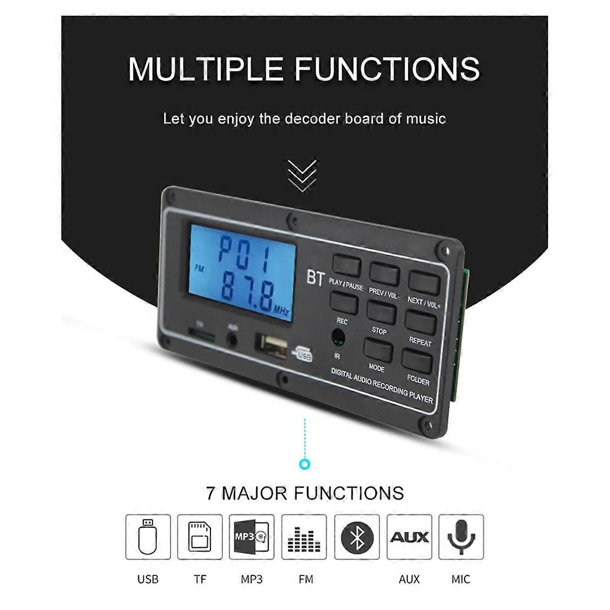 Digital Audio Bluetooth 12V Mp3 Audio Receiver Module LCD Display MP3 Player Decoder Board APE FLAC