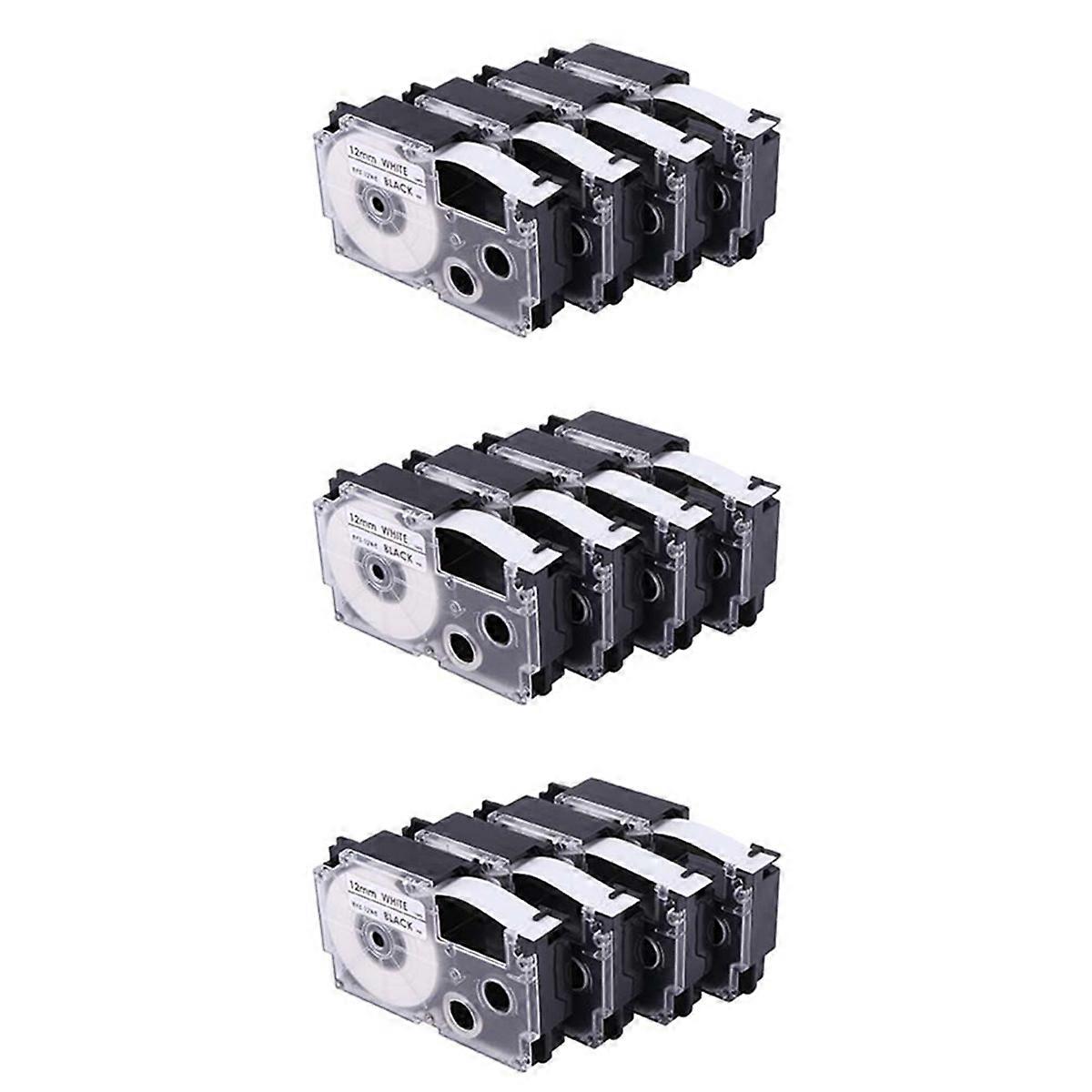 4 Pack 12mm Black on White Label Tape