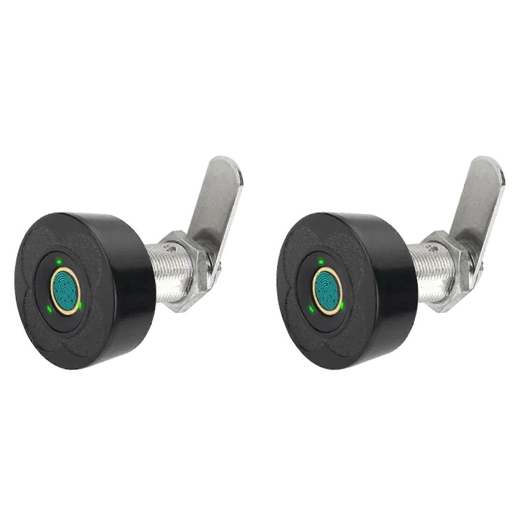 2X Smart Fingerprint Drawer Lock - Electronic Double Door Cabinet Security for Wardrobes Shoe Cabinets Mailboxes A