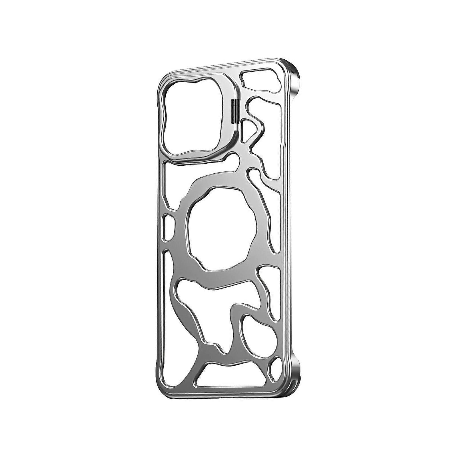 Metal Frameless Phone Case Compatible with iPhone 16 - Shockproof Bumper with Camera Lens Protector, Minimalist Protective Cover