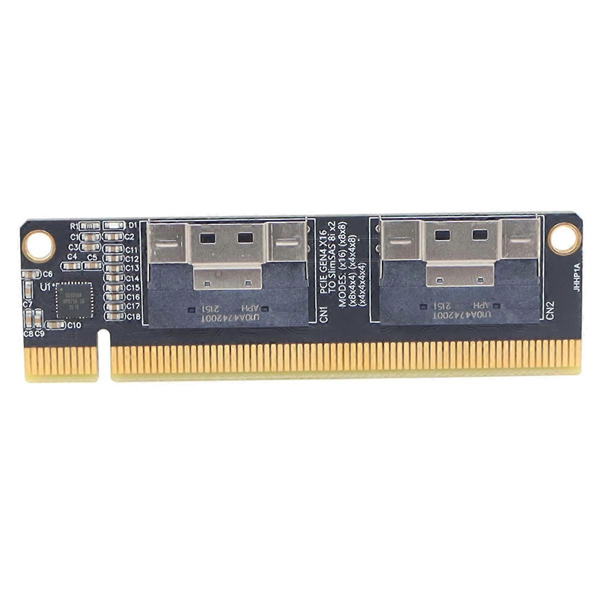 2 in 1 2 Ports SlimSAS 8I X2 to PCIE 4.0 X16 GEN4 Adapter Board Card for Network Card Graphics Video