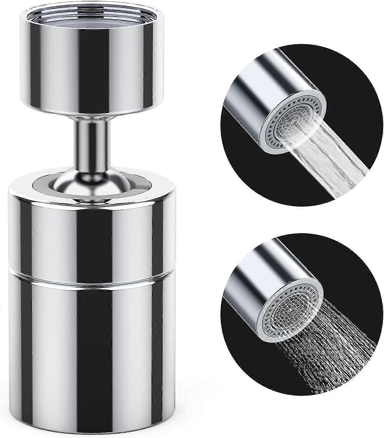Faucet Aerator, 360 Solid Brass Double Outlet Faucet Aerator, Turn Switch, Shower, Foaming, Suitable For 99% Of Household Faucet Installations (chrome