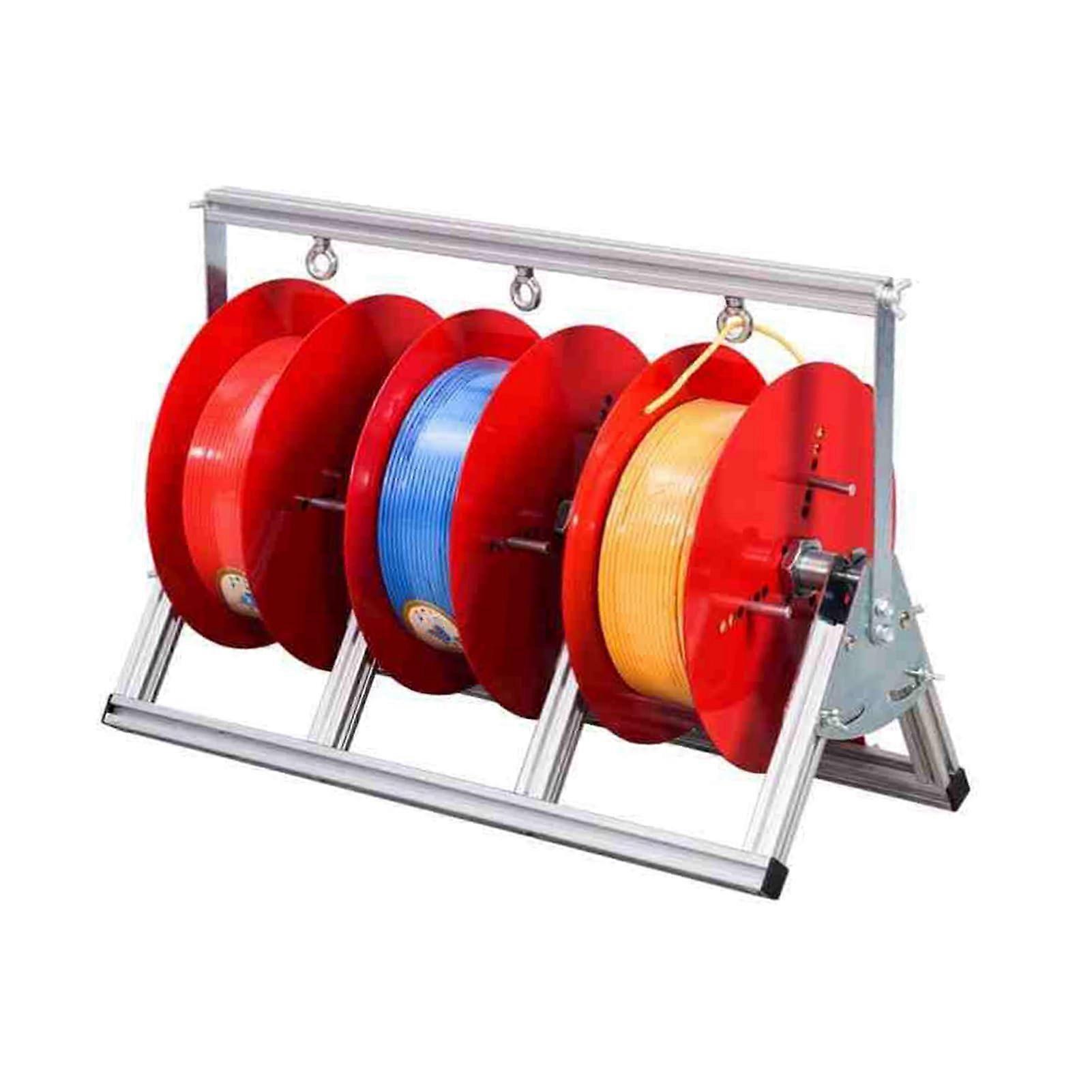 Red Multiple Axle Cable Rack Folding Spool Dispenser 3/4/5 Reel Cable Distributor Holds Up To 6 Square Millimeters