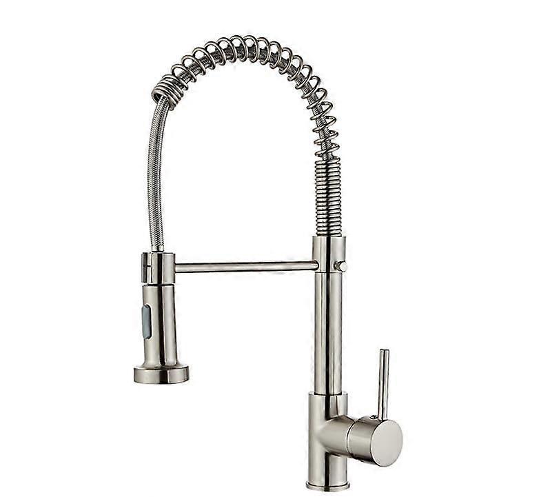 Kitchen PullOut Faucets Hot And Cold Single Outlet Spring Brushed Color