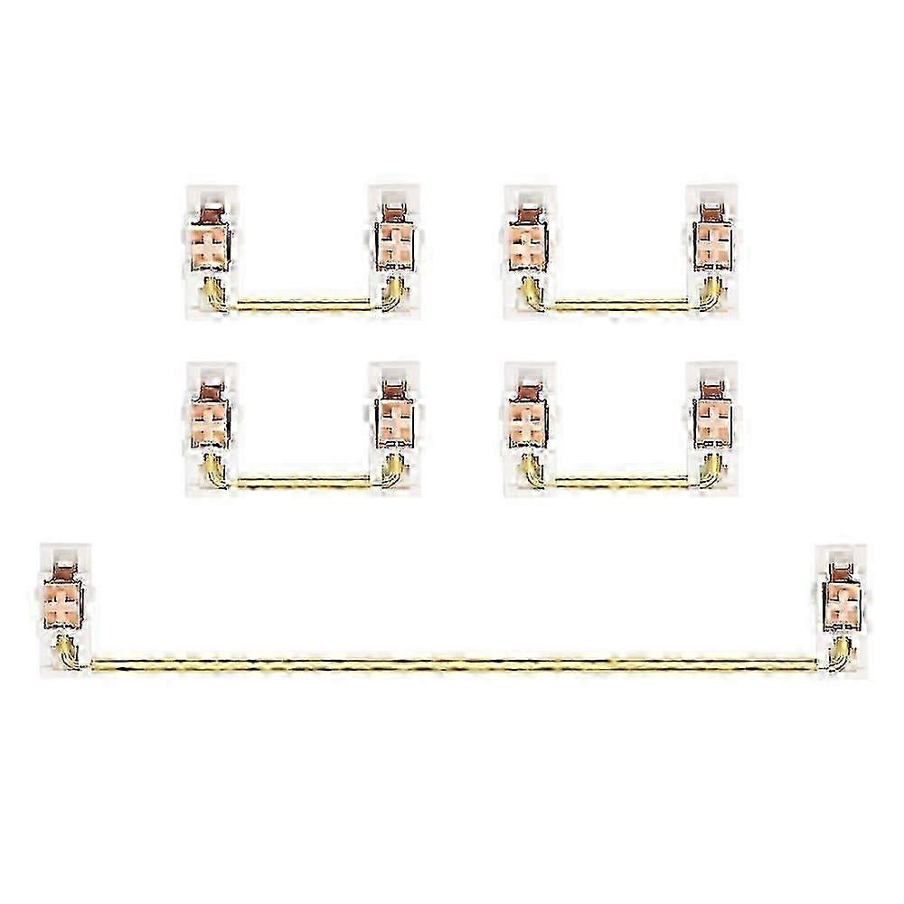 Gold Plated Plate Mounted Stabilizer - 2U 6.25U (1+4, White Pink) for Custom Mechanical Keyboard