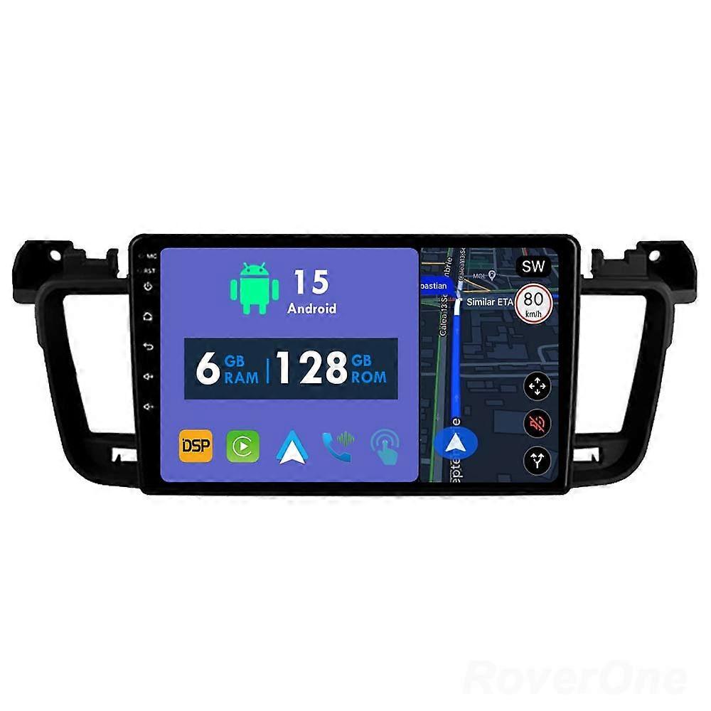 Car Radio 6G+128G CarPlay GPS Navigation Head Unit for Peugeot 508 2011 - 2018 Android Auto Bluetooth Stereo Touch Screen