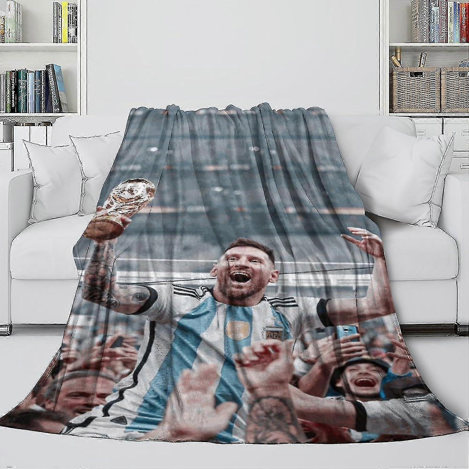 Cobertor Messi Soft Fleece Blanket - Futebol Ultra Macio Plush Throws Como Um Abraço Em Um Cobertor - Para Decoração De Sofá-Cama Berço - Mantas Macias E Aconchegantes Para Crianças Tee