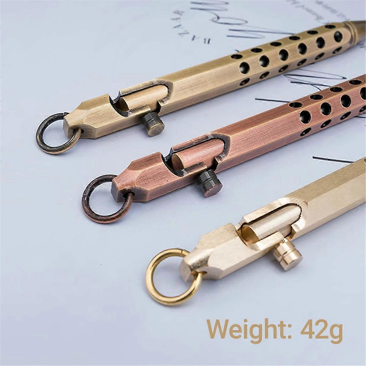 2Pack Bolt Action Pen Set, Hexagonal Solid Brass Pocket Pen with 20 Ballpoint Refills E
