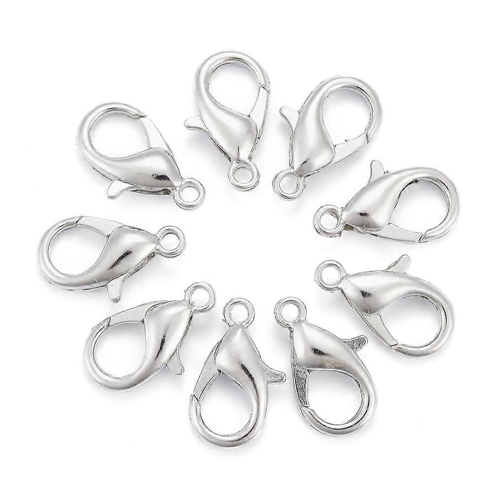 100pc Platinum Plated Alloy Bracelet Lobster Claw Clasps Parrot Trigger Clasps Size: 9mm wide 15.5mm long hole: 1.5mm