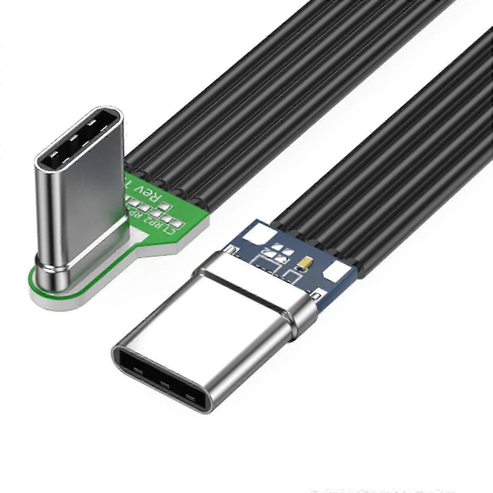 Flat Silicone Type C Cable with Angled Connectors Tight Space Charging Cord Various Devices