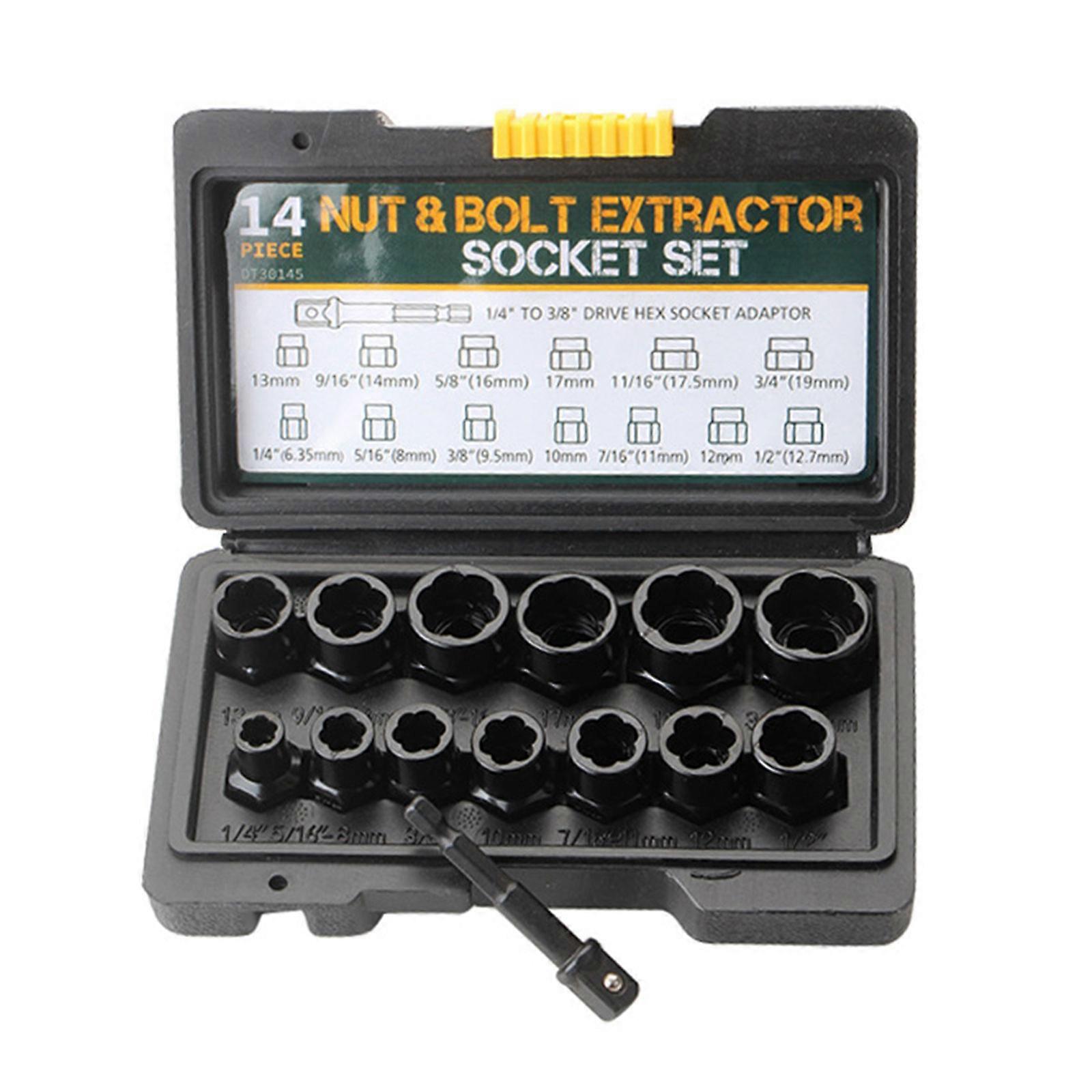 14Pcs Damaged Bolt Removal Tool Bolt & Nut Remover Set Damaged Bolt Nut Remover Extractor Damaged Socket Tool Multicolor