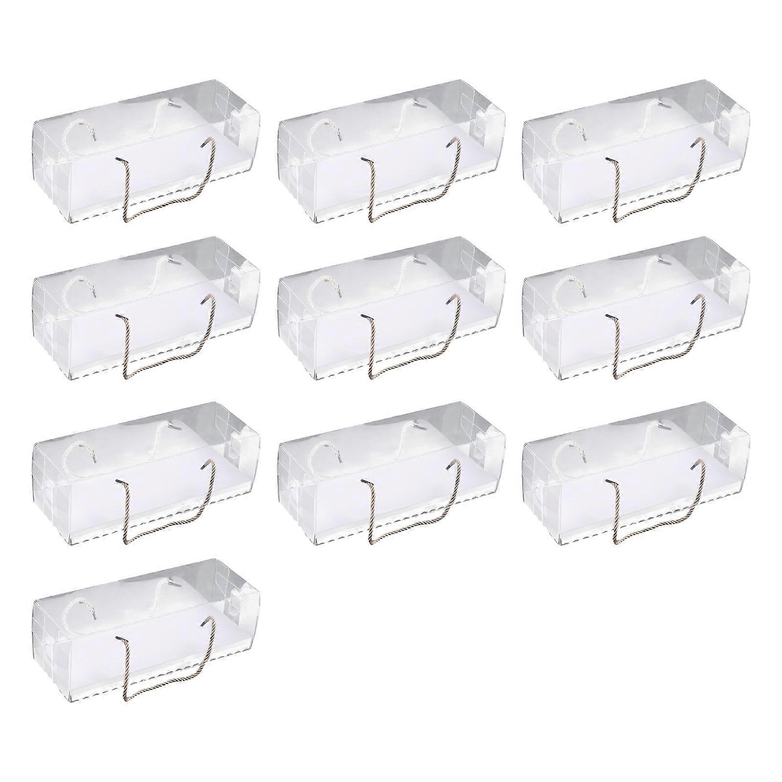 Pack Of 10 Effective Cake Rolls and Treats  Boxes Functional Clear Storage Boxes with Handle For Cup cakes And Pastries Multicolor
