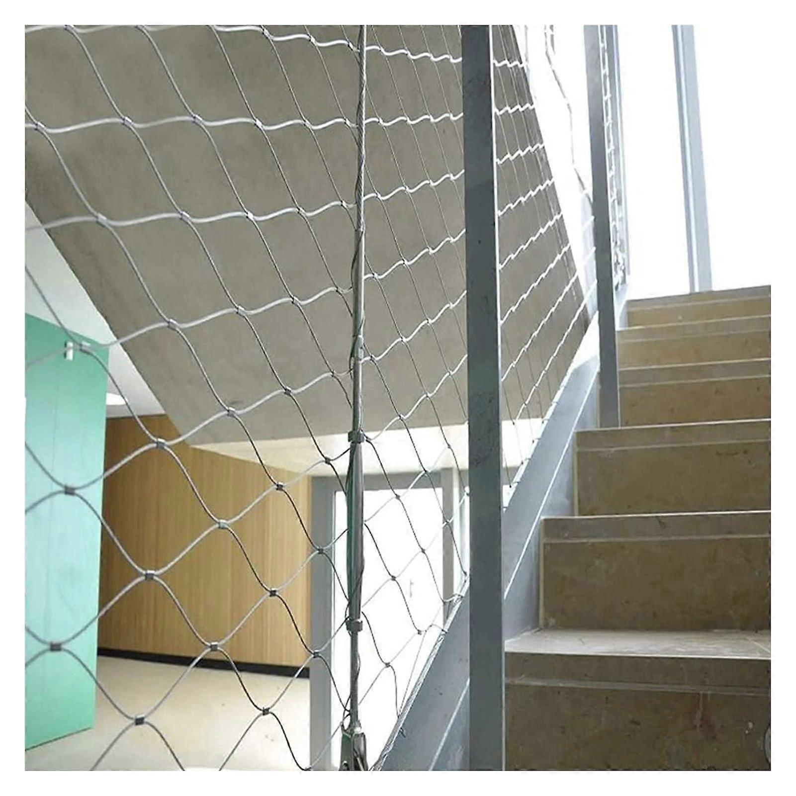 Safety Netting for Balcony Stainless Steel Rope Mesh 2MM Cable Net 10CM 1X5M/3.3X16.4FT  Size Child Pet