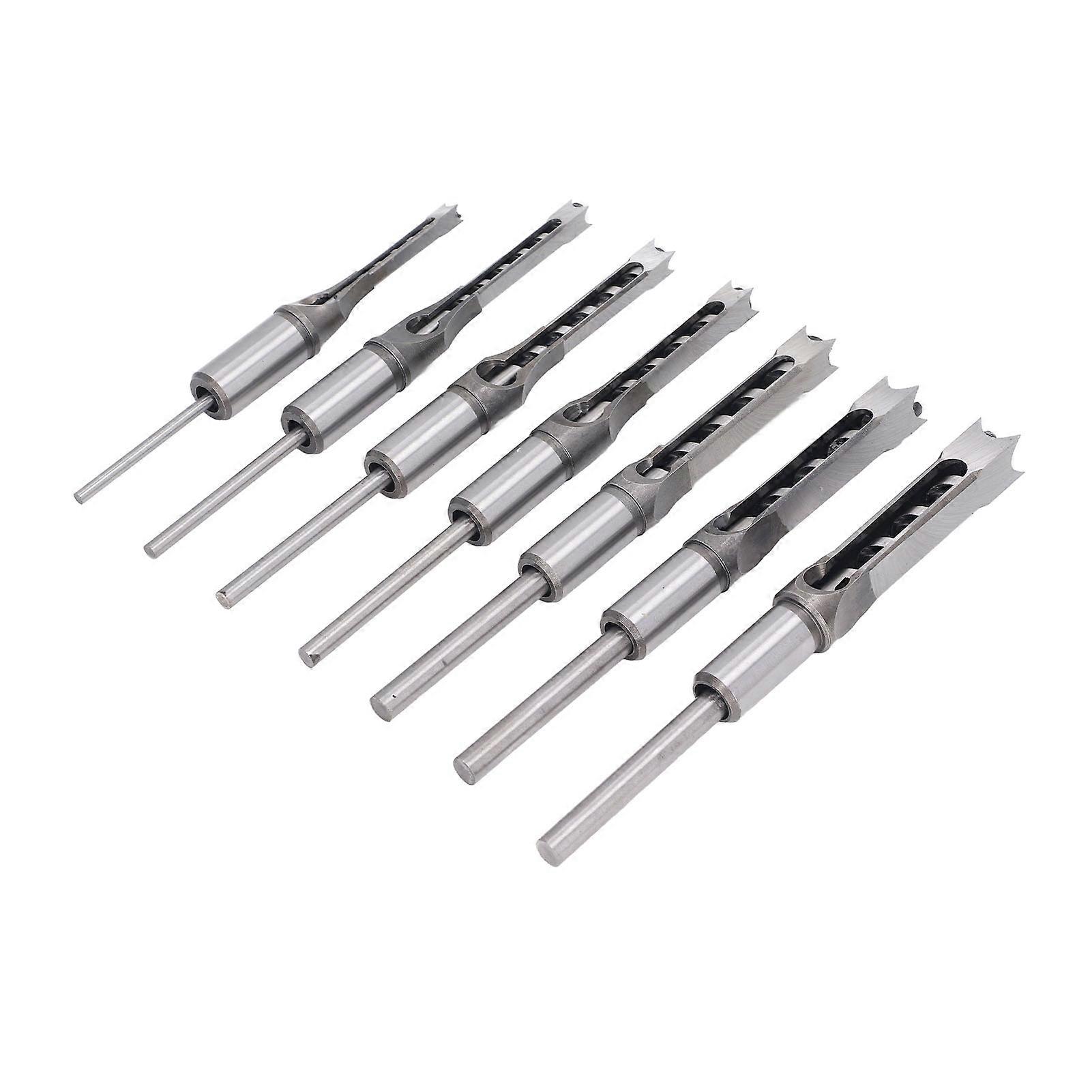 7 Pcs Woodworking Square Drill Bits 1/4in 5/16in 3/8in 2/5in 1/2in 9/16in 5/8in HSS Mortising Chisel Drill Bit Set