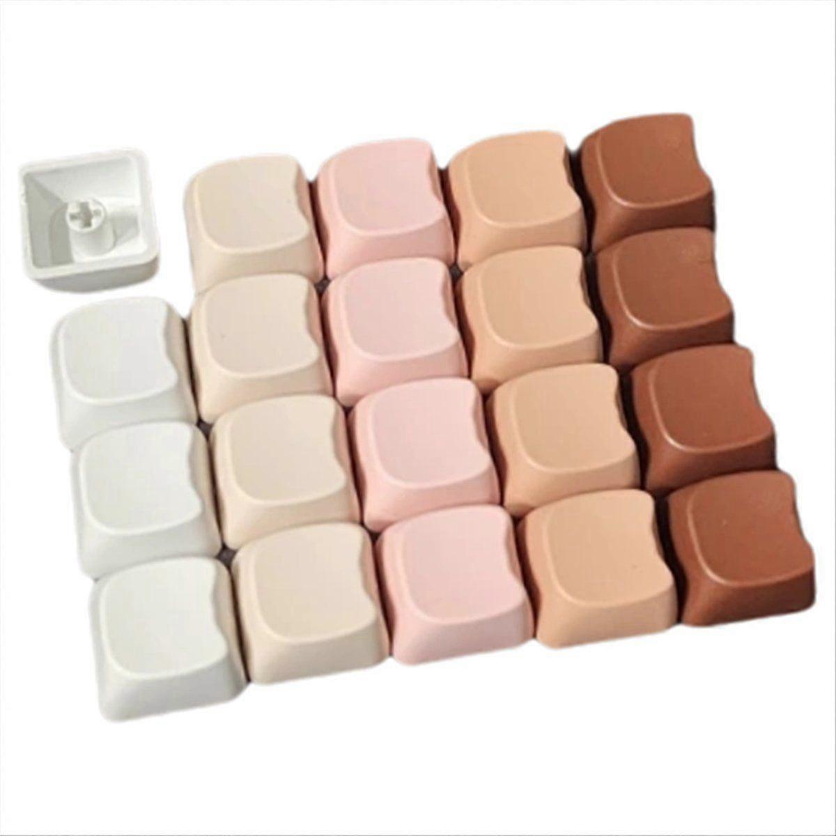 20PCS PBT Cute Cat Head Shaped Keycaps for Switches Mechanical Keyboard Mixed Colors