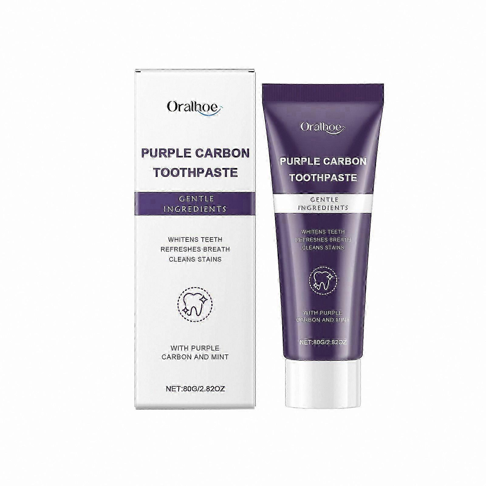 Whitening Toothpaste with Purple Carbon, Freshens Breath, Reduces Stains for a Brighter Smile
