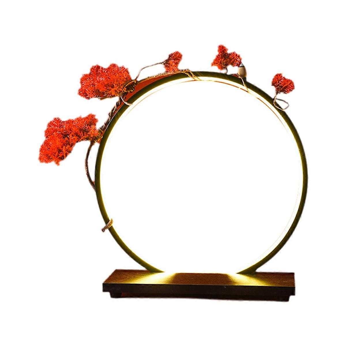 Chinese Style LED Lamp Ring Ornament Character Background Light Home Decoration Red Maple Ambience Light