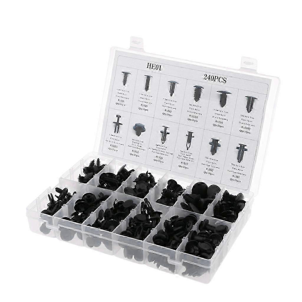 240 Piece Push Retainer Assortment Kit for with Clear CaseBlack SZRH