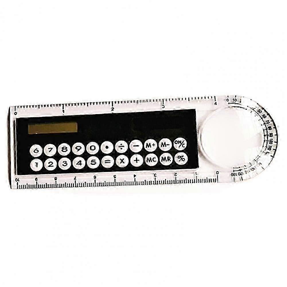 1pc 3 In1 Multifunctional Solar Ruler Calculator Large Display Screen Stationery 3 In 1 10cm Length Solar Card Ruler For School