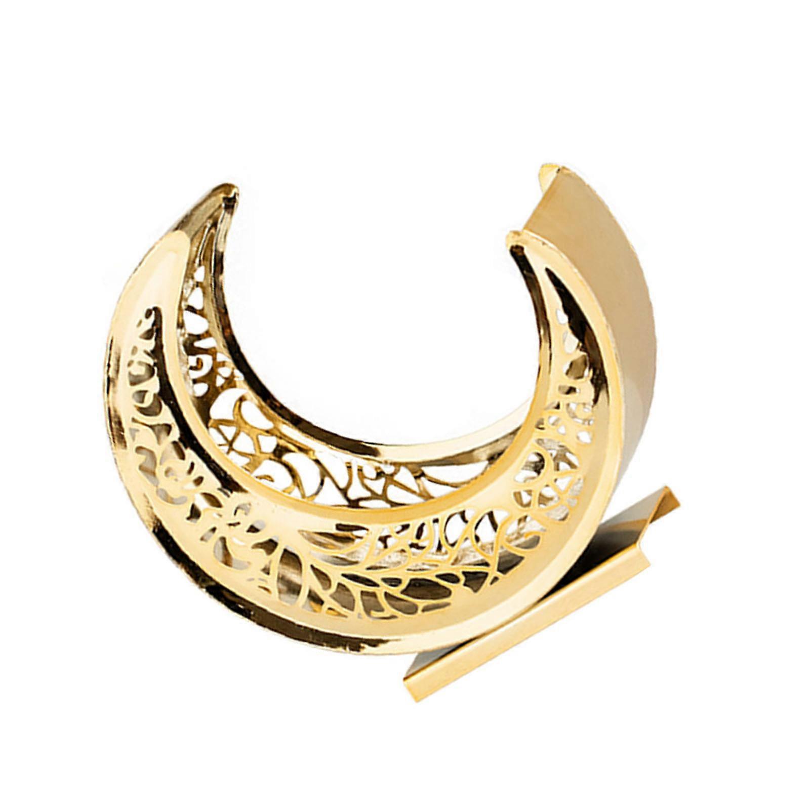 Engraved Moon Shape Metal Snacks Bowl Rustproof Construction Multipurpose Countertops Display Tray For Fruits Nut  gold