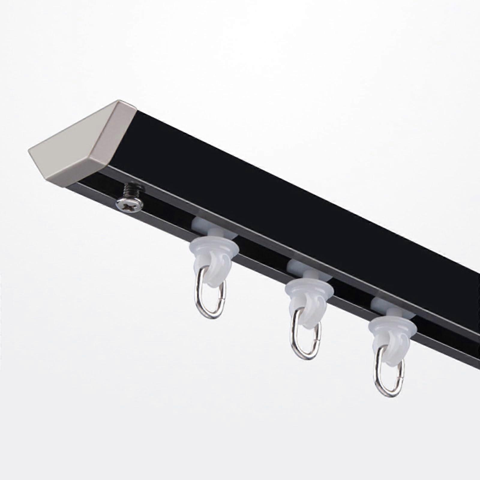 Ceiling Mount Curtain Track Rail Heavy Duty Aluminum with Silent Rollers for Store RV Dressing Room 116in Black