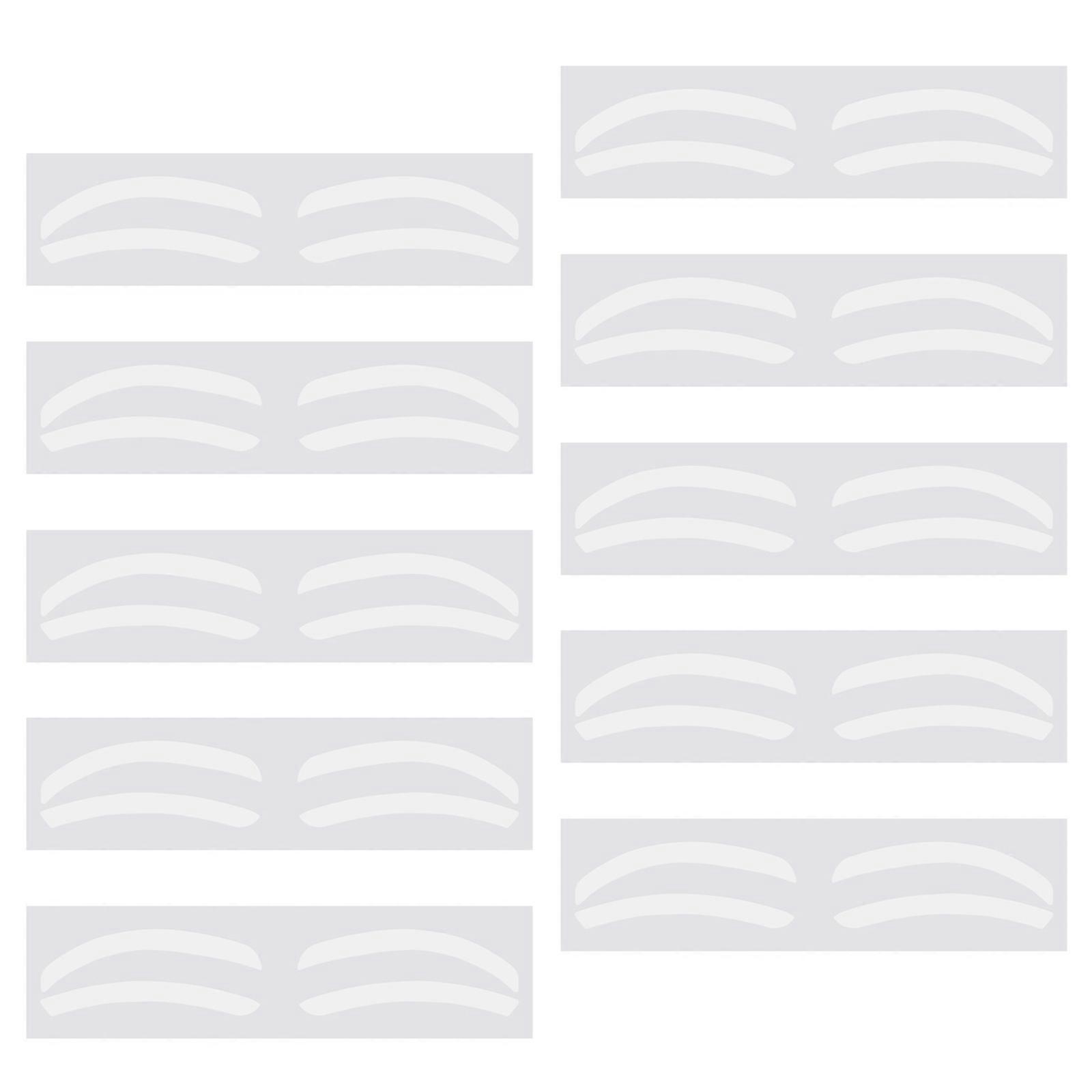 White Waterproof Eyebrow Stencils Pack Of 10 Reusable Customizable Stickers For Symmetrical Makeup Design Multicolor