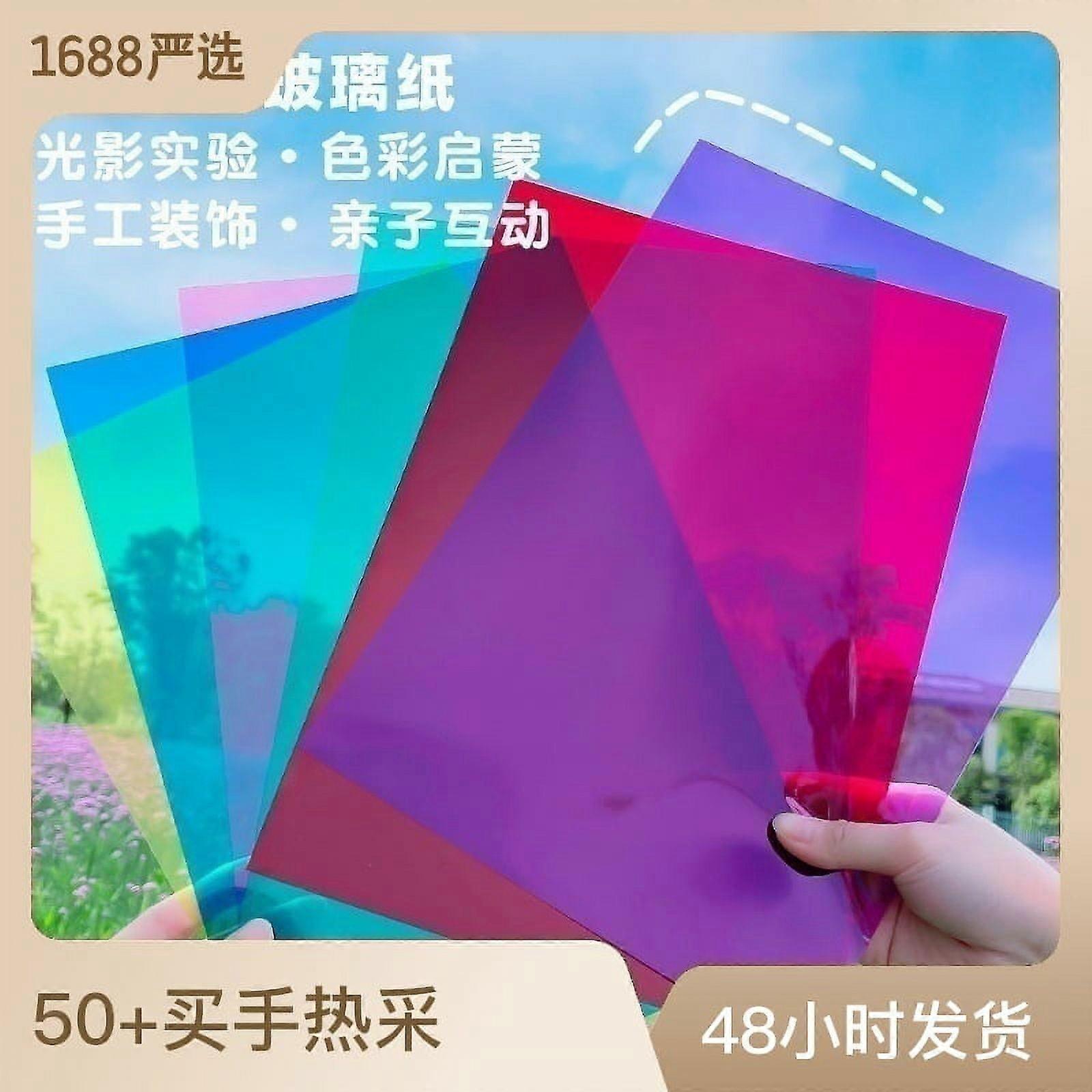 9 Sheets Transparent Cellophane Paper Multi-Colored Cellophane Sheets Crafts Wrapping Material