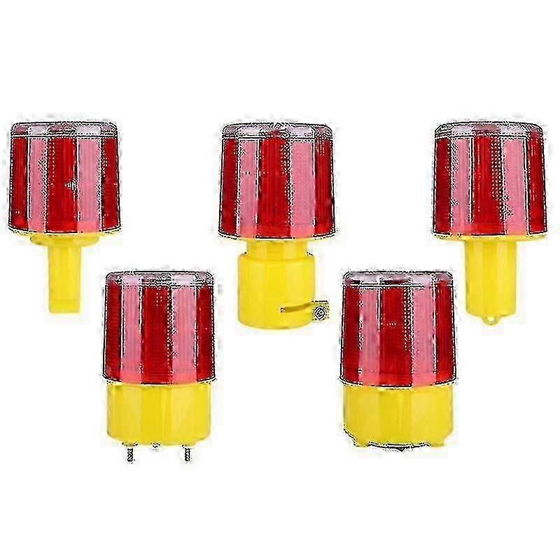 Solar Traffic Cone Flasher Warning Led Light, Roadblock Lamp Visible For Collapsible Traffic Safety Cones, Parking, Camping 5pcs lucky