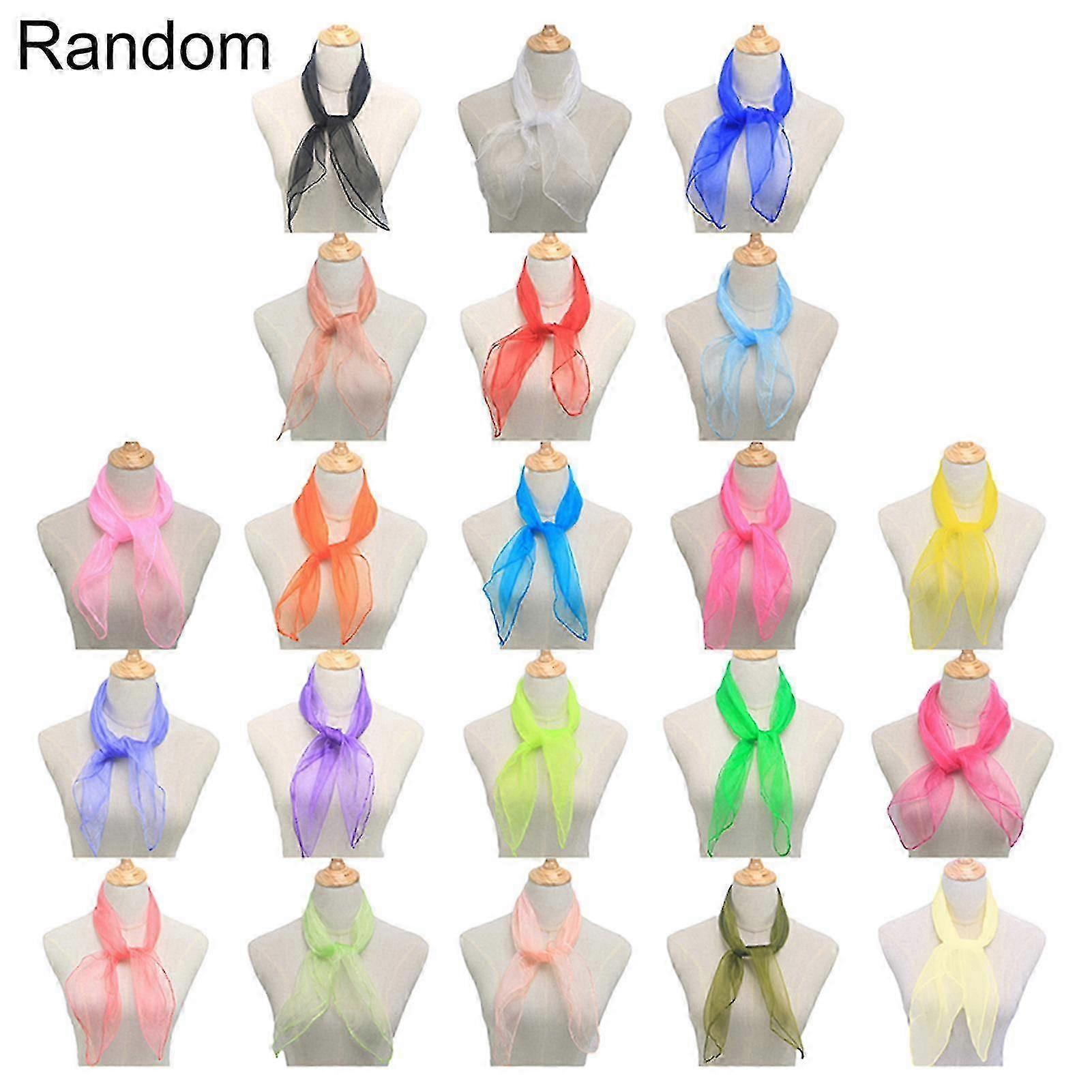 12Pcs Candy Color Square Artificial Silk Dance Scarves Magic Juggling Props