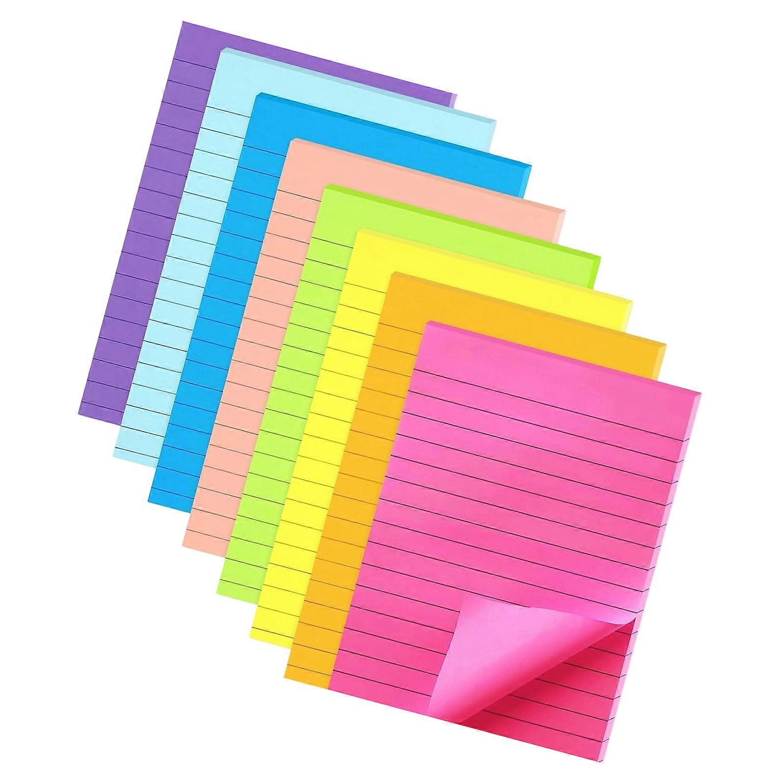 8 Pcs Lined Sticking Note Retro Color Notepads Adhesive Sticking Pad Simple Sticking Note Memos Pad Aesthetic Note Pad Multicolor