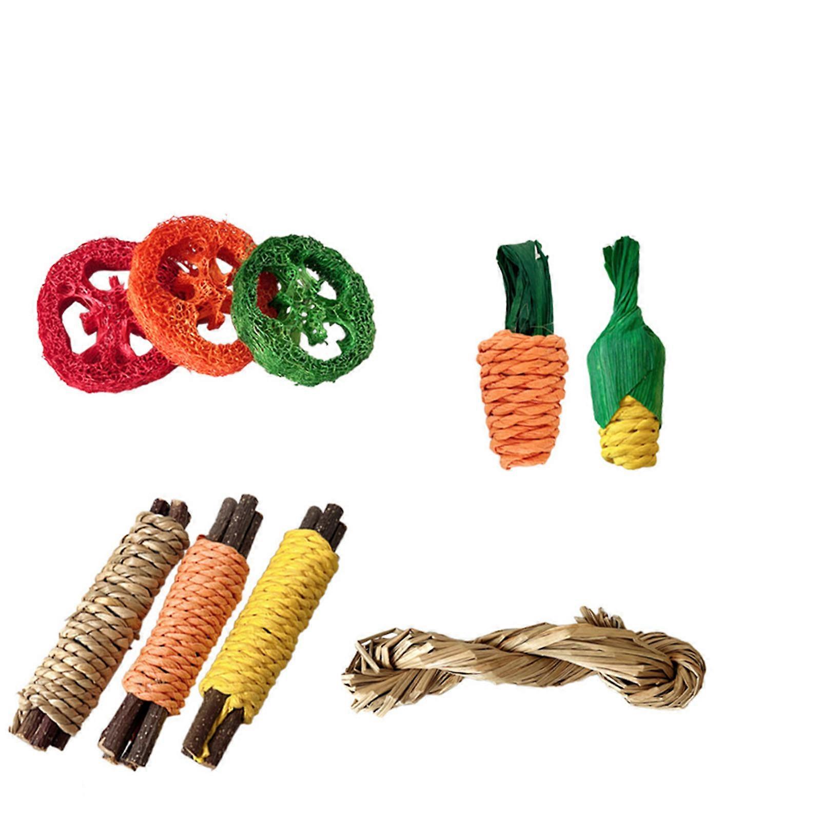 Hamster Toy Chew Sticks 9pcs for Small Animal Squirrels Teething Grinding Toy Boredom Pet Hanging Treats Exercise Toy Multicolor