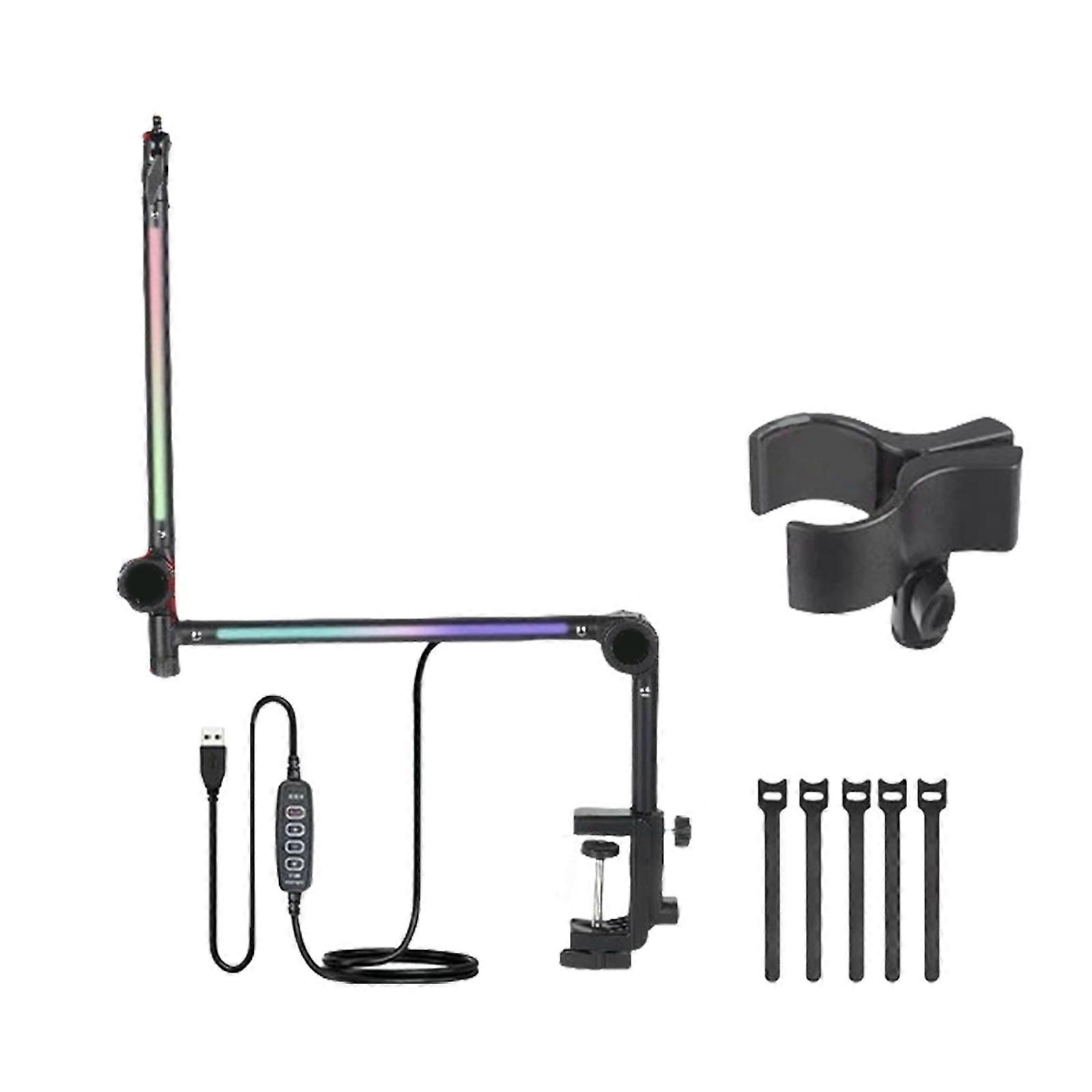 Heavy Duty Microphone Stand Boom Arm Desktop Mic Stand for Most Mic Easy Installation Microphone Boom Arm with Light Multicolor