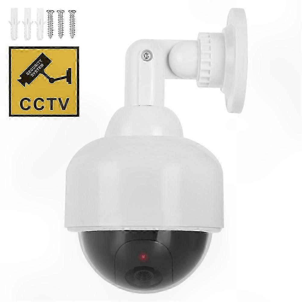 Fake Security Camera with Flashing Red LED Light, Waterproof Dummy Surveillance Cam