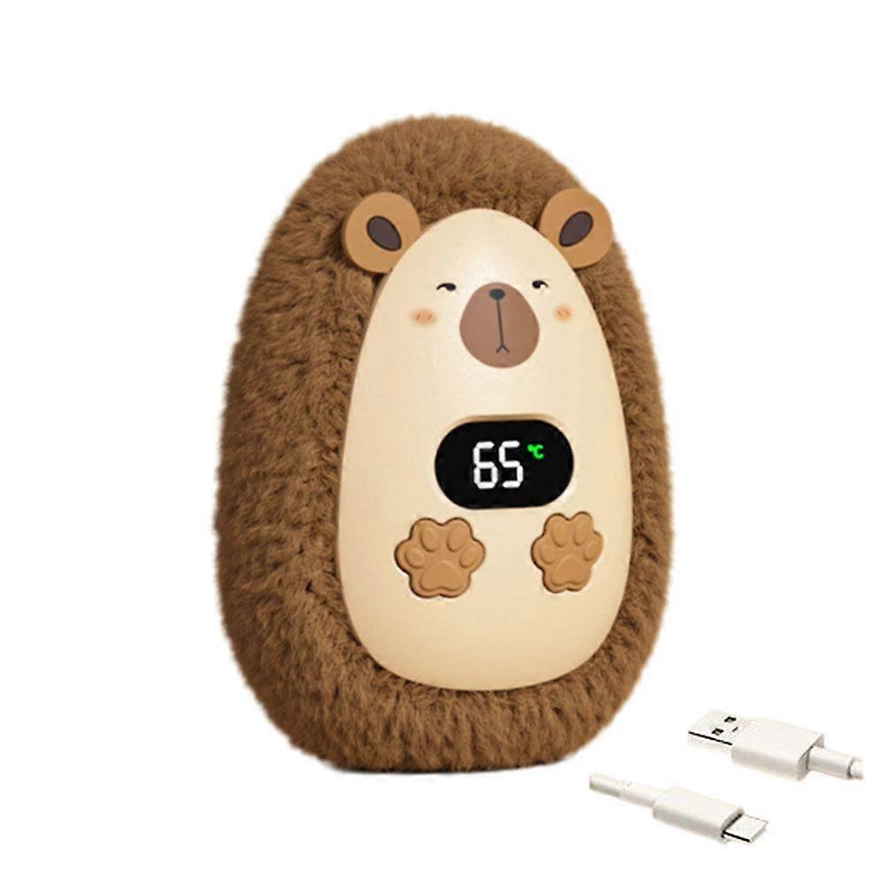 USB Powered Digital Display Plush Hand Warmer with Adjustable Temperature Settings for Outdoor Travel