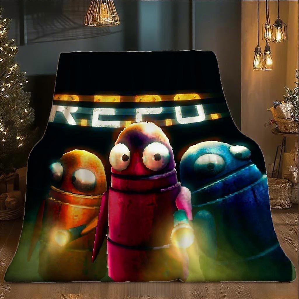 REPO Movie-Inspired Plush Fleece Blanket - Super Soft 100% Polyester, All-Season Cozy Throw with Iconic REPO Characters -asdfg73