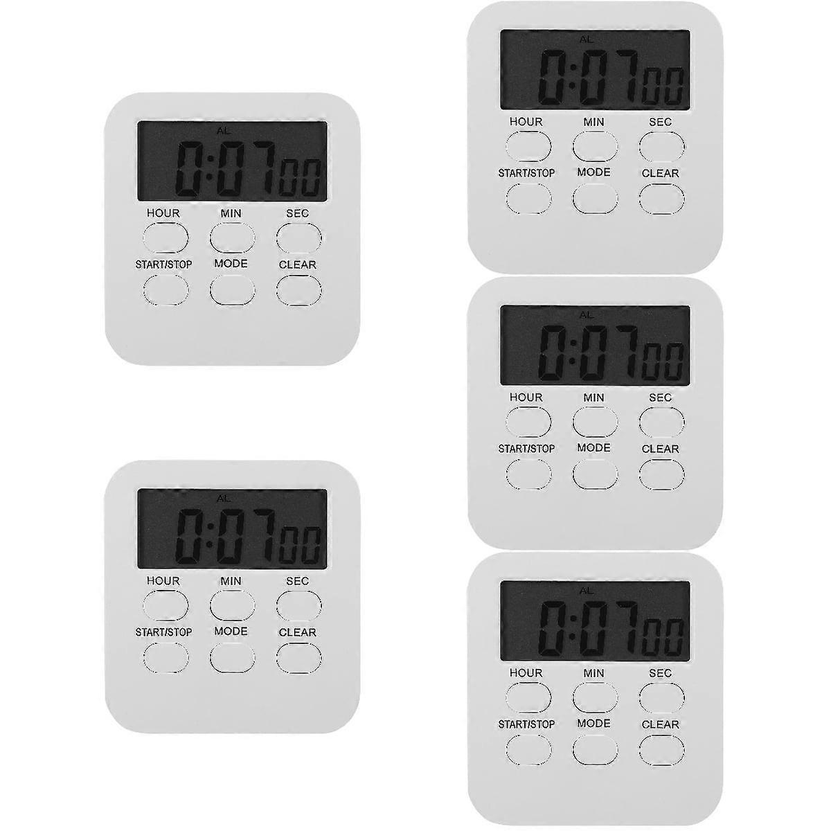 White 5 PCS Timer Kids Alarm Clock Digital Electronic Number Child