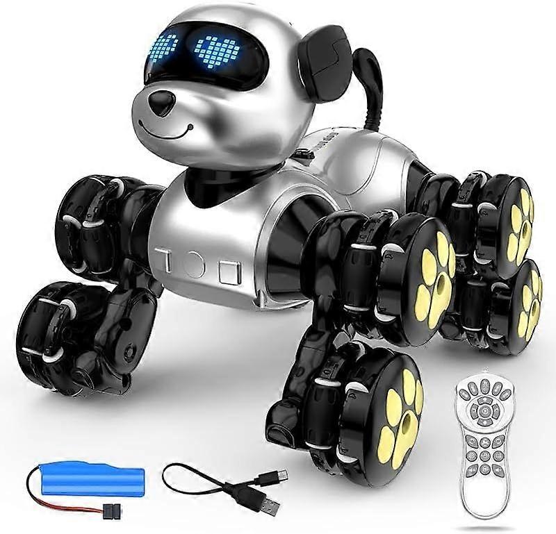 Stunt RC Car Robot Dog Toys,Remote Control Car Dog Toys with LED Eyes,Smart Interactive Programmable